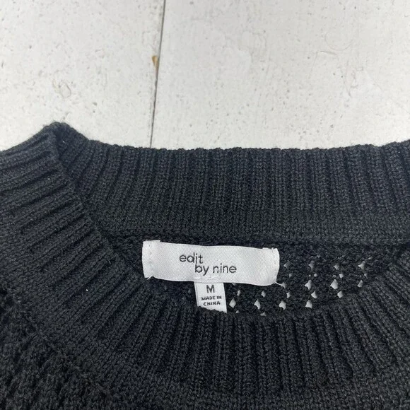 Edit By Nine Black Open Knit Sleeveless Open Side Sweater Women's Size Medium - Picture 3 of 7